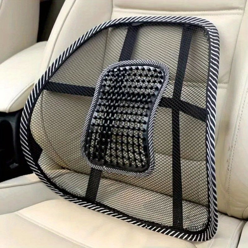 Car Seat Back Lumbar Support Cushion Mesh Breathable Cooling Fit No Leather Stud Waist Support - Image 4