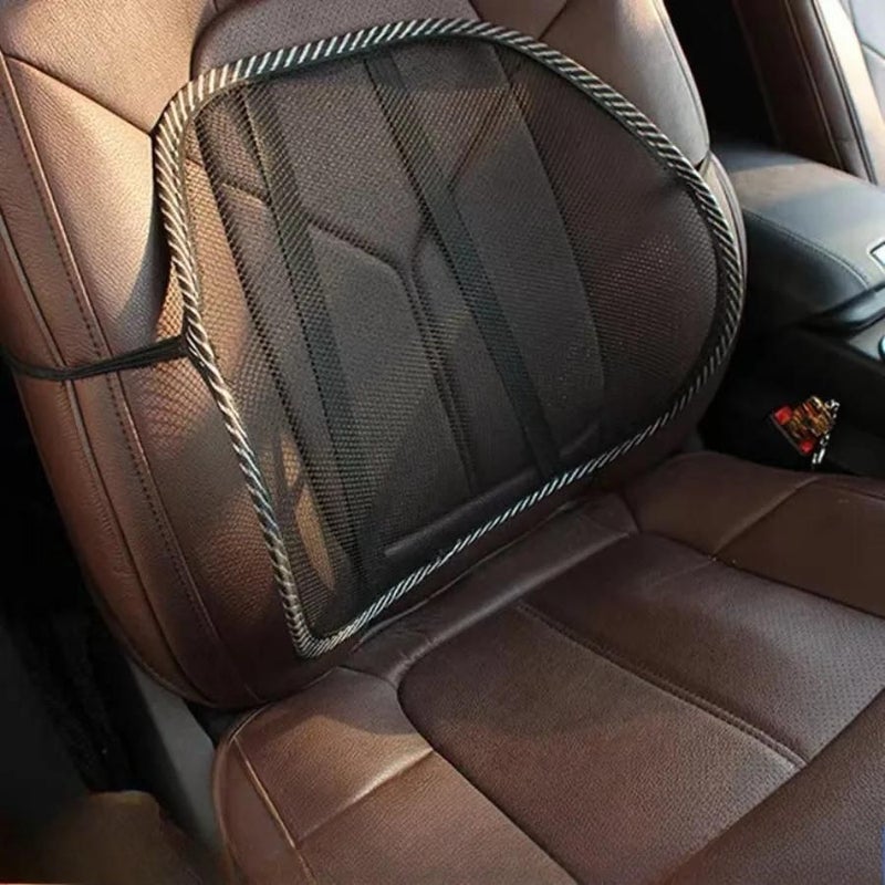 Car Seat Back Lumbar Support Cushion Mesh Breathable Cooling Fit No Leather Stud Waist Support - Image 3