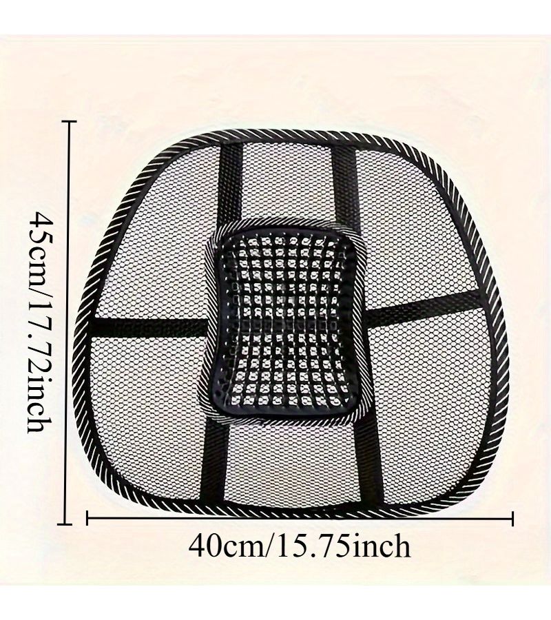 Car Seat Back Lumbar Support Cushion Mesh Breathable Cooling Fit No Leather Stud Waist Support - Image 2
