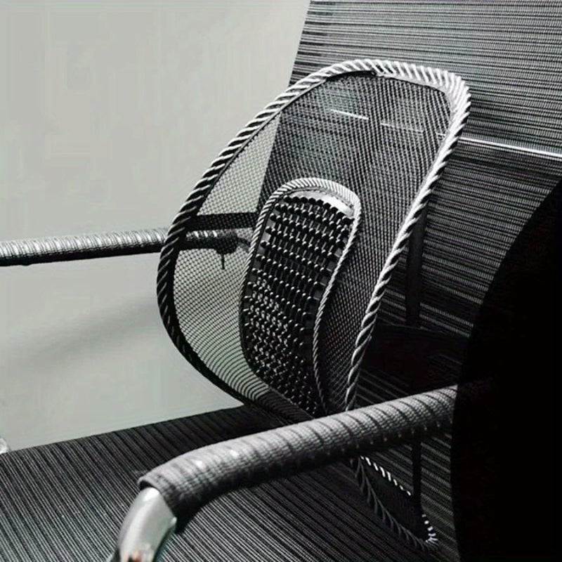 Car Seat Back Lumbar Support Cushion Mesh Breathable Cooling Fit No Leather Stud Waist Support - Image 5
