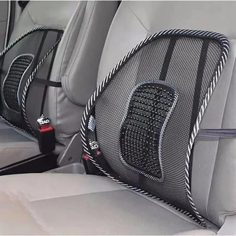 Car Seat Back Lumbar Support Cushion Mesh Breathable Cooling Fit No Leather Stud Waist Support - Image 1