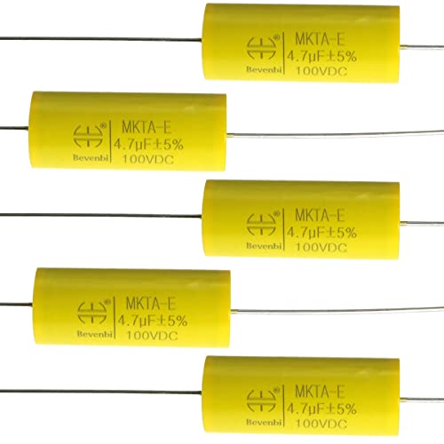 MEETOOT 5 قطع مقسم تردد الصوت سعة محورية MKTA-E 4.7J100V مكثف فيلم بولي بروبيلين لمضخم الصوت، المقسم، مصباح المروحة، الأجهزة المنزلية، مكبرات الصوت في السيارة - Image 1