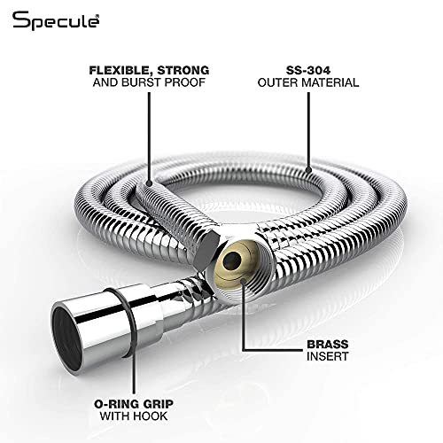 Specule 1.5 Meters, 304 Grade Flexible Shower Hose Pipe Pipe/Hand Shower Pipe/Health Faucet Tube/Toilet spray pipe (Chrome) - Image 4