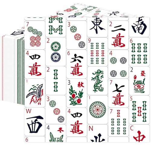 Quera 50 Pcs Mah-jong Paper Cocktail Napkins Mahjong Disposable Absorbent Paper Napkins Mah-jongg Guest Napkins for Chinese Casual Gathering Game Nights Lunch Dinner Kitchen Supplies, 5" x 5" - Image 1