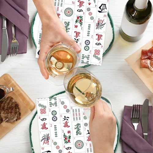 Quera 50 Pcs Mah-jong Paper Cocktail Napkins Mahjong Disposable Absorbent Paper Napkins Mah-jongg Guest Napkins for Chinese Casual Gathering Game Nights Lunch Dinner Kitchen Supplies, 5" x 5" - Image 5