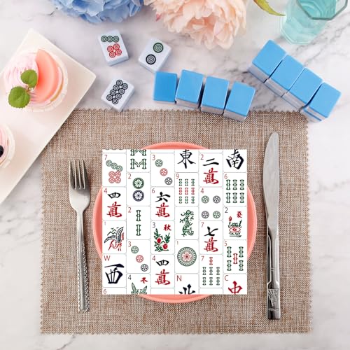 Quera 50 Pcs Mah-jong Paper Cocktail Napkins Mahjong Disposable Absorbent Paper Napkins Mah-jongg Guest Napkins for Chinese Casual Gathering Game Nights Lunch Dinner Kitchen Supplies, 5" x 5" - Image 4