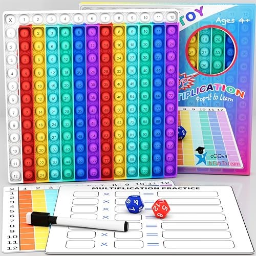 COOVA Multiplication Chart Pop It Multiplication Game Board 12x12 Times Table Math Game Board for Kids Learning Educational Multiplication Machine Toy - Image 1