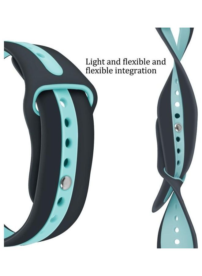 NIBEMINENT Two-tone Silicone Open Watchband For Apple Watch Series 7/6/5/4/3/2/1/SE 38/40/41mm Dark Grey/Teal Green - Image 4