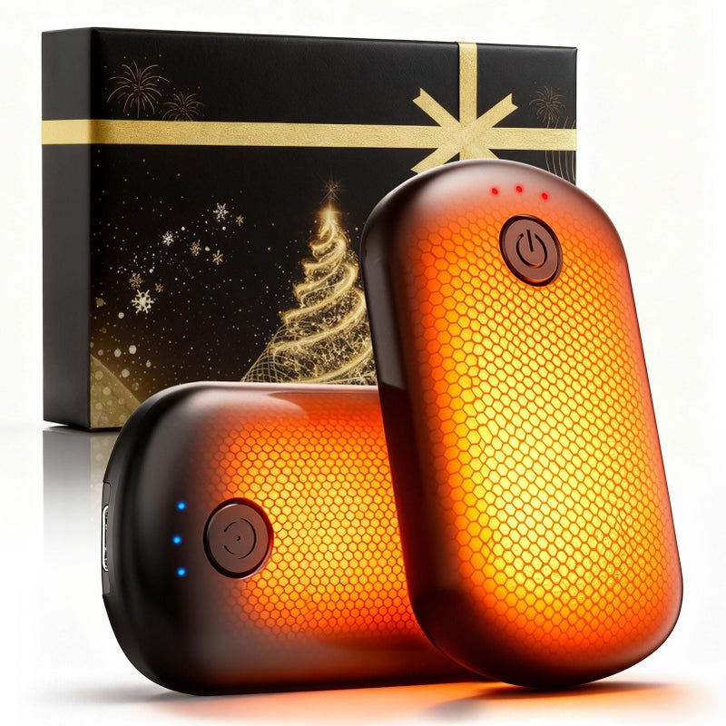 Fovendi Pocket Size Hand Warmers Rechargeable 2 Pack, 6000mAh Electric Hand Warmers for 24H Safe Heat, 3 Settings Fast Heating Handwarmers Up to 131â„‰ for Christmas, Valentineâ€™s Day Gift, Hunting, Camping - Image 1