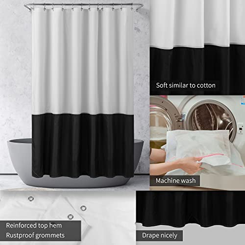 ALYVIA SPRING Waterproof Fabric Shower Curtain Liner - Soft & Light-Weight Cloth Shower Curtain with 3 Bottom Magnets, Hotel Quality & Machine Washable - Standard Size 72x72, Color Block Black and White - Image 3