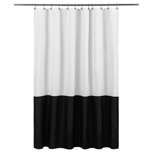 ALYVIA SPRING Waterproof Fabric Shower Curtain Liner - Soft & Light-Weight Cloth Shower Curtain with 3 Bottom Magnets, Hotel Quality & Machine Washable - Standard Size 72x72, Color Block Black and White - Image 1