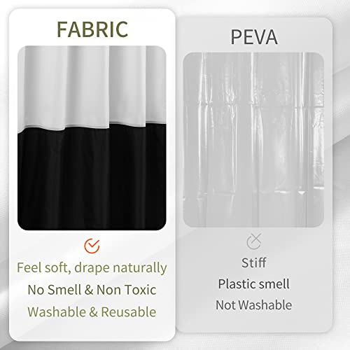 ALYVIA SPRING Waterproof Fabric Shower Curtain Liner - Soft & Light-Weight Cloth Shower Curtain with 3 Bottom Magnets, Hotel Quality & Machine Washable - Standard Size 72x72, Color Block Black and White - Image 4