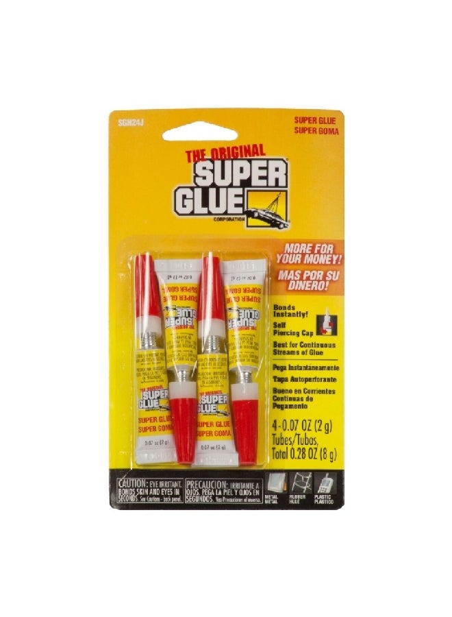 Super Glue 4-Piece Quick-Drying High Performance Adhesive Glue Tube 2 g SGH24 