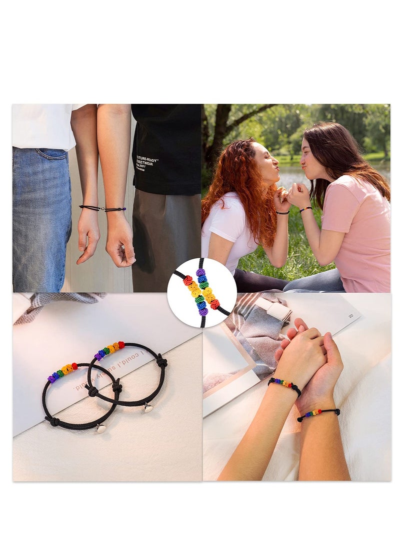 SYOSI Magnetic Bracelet Set, Couple Jewelry Bracelet Set, Bracelet Graduation Gift, for Couple Bestfriend Men, Women, Valentine's Day, Engagement, Thanksgiving's Day, Wedding Rainbow - Image 2