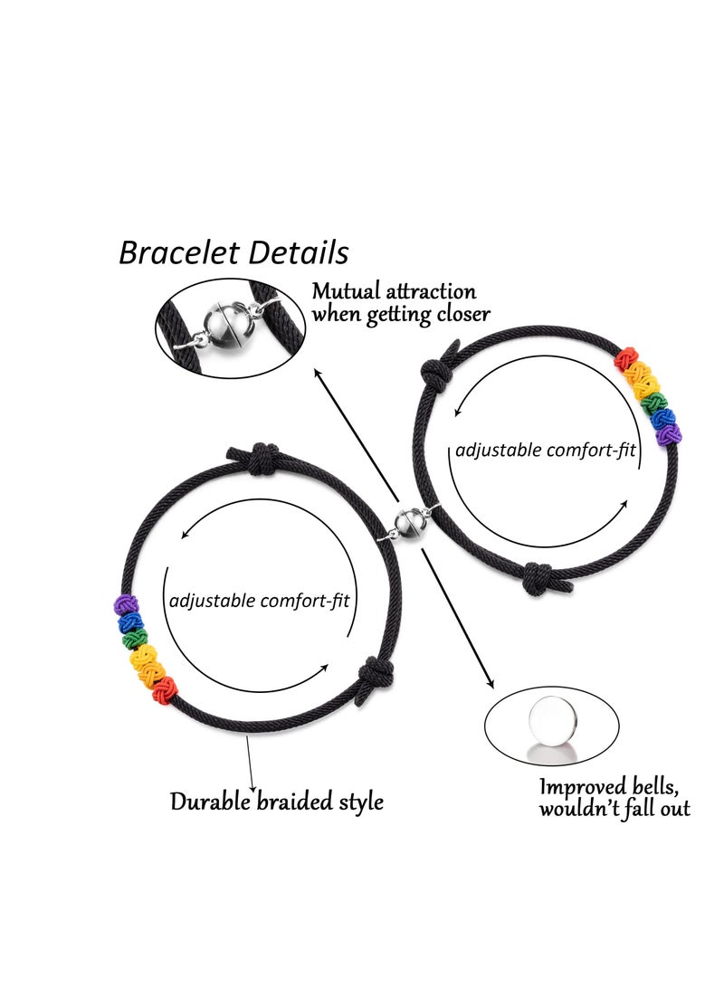 SYOSI Magnetic Bracelet Set, Couple Jewelry Bracelet Set, Bracelet Graduation Gift, for Couple Bestfriend Men, Women, Valentine's Day, Engagement, Thanksgiving's Day, Wedding Rainbow - Image 4
