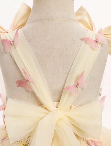 IMEKIS Fairy Dresses for Girls Toddler Butterfly Dress 1st 2nd Birthday Cake Smash Photoshoot Kids Princess Formal Baby Tulle Easter Tea Party Wedding Guest Graduation Apricot Floral 1824 Months - Image 3