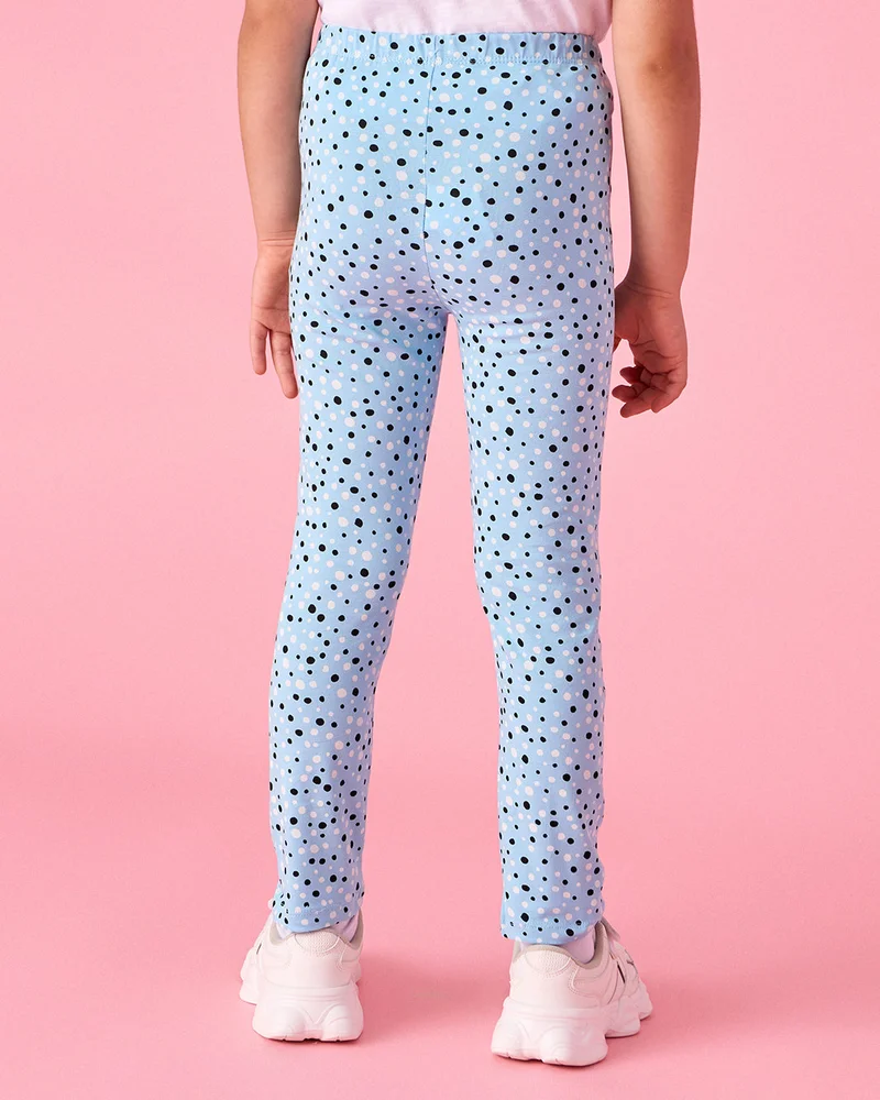 REDTAG Girls Blue Printed  Leggings