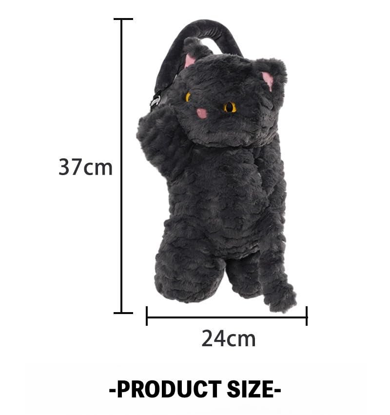 WASTROYAL Cute Cat Car Tissue Holder Plush Kitten Paper Box for Backseat Adorable Hanging Organizer & Decor for Women Pet Lovers & Gifts (Black) - Image 4