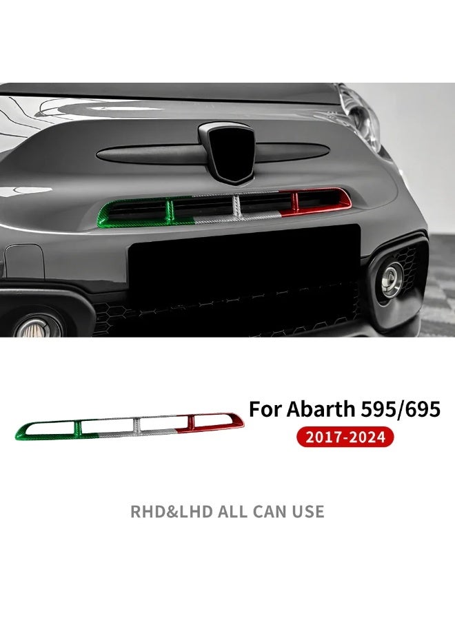 KUNGKIC Real Dry Carbon Fiber Front Center Grille Tricolor Carbon Trim Sticker For Abarth 595 2017 2018 2019 2020 2021 2022 2023 2024 - Image 1