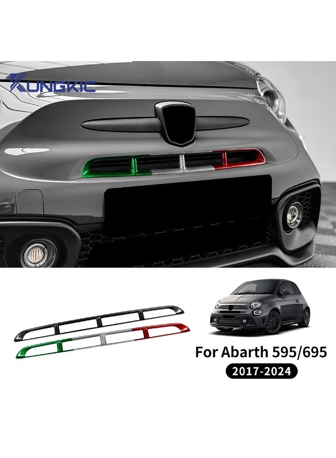 KUNGKIC Real Dry Carbon Fiber Front Center Grille Tricolor Carbon Trim Sticker For Abarth 595 2017 2018 2019 2020 2021 2022 2023 2024 - Image 3