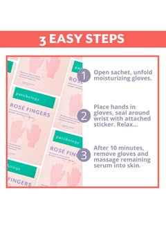 Patchology Patchology Rosé Fingers Renewing Hand Mask - Strawberry-Scented Moisturizing Gloves with Shea Butter for Dry & Cracked Hands, Repairing Hand Treatment for Baby Soft Skin, Self-Care Essential - 1 Pair  - Image 4