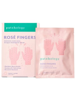Patchology Patchology Rosé Fingers Renewing Hand Mask - Strawberry-Scented Moisturizing Gloves with Shea Butter for Dry & Cracked Hands, Repairing Hand Treatment for Baby Soft Skin, Self-Care Essential - 1 Pair  - Image 1
