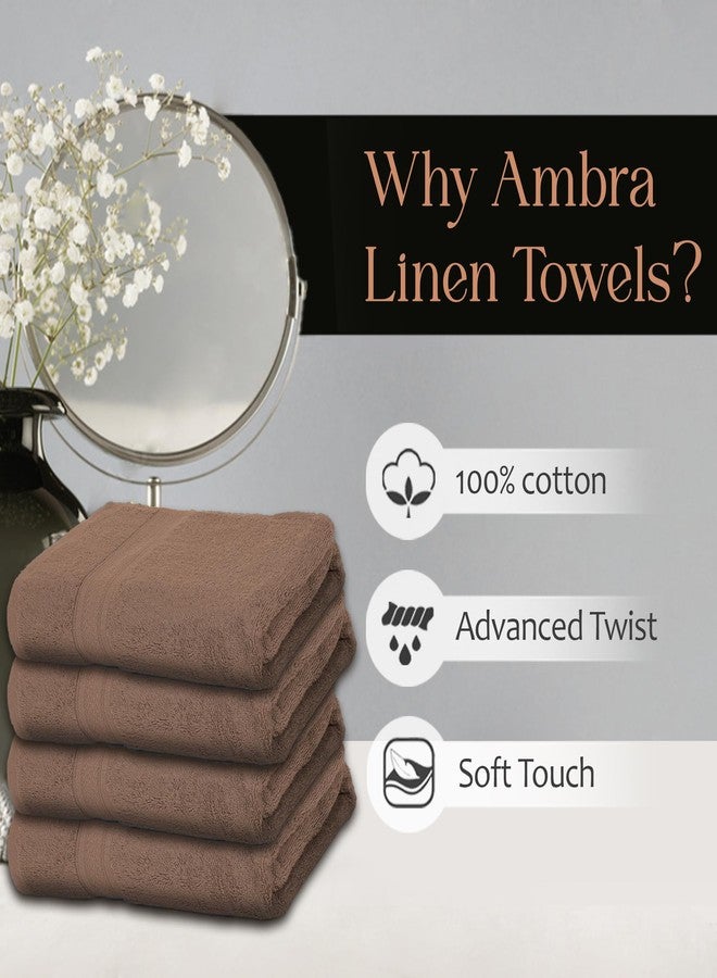 Ambra Linens طقم مناشف أمبرا لينينز 500 جرام/متر مربع، عالي الامتصاص، مصنوع من القطن بنسبة 100%، ناعم وفاخر، مناسب لجميع الفصول، كبير الحجم، للاستخدام اليومي، متين (طقم مناشف يد مكون من 4 قطع، بني) - Image 5