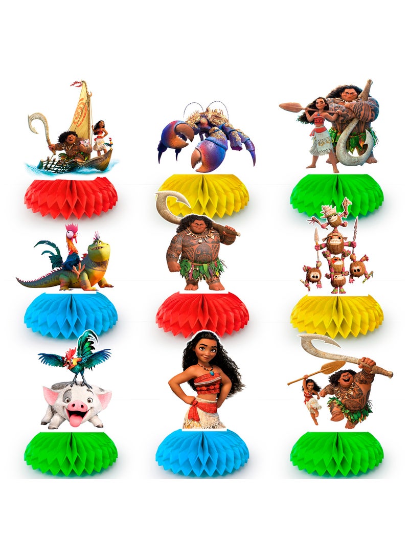 FRUITFUL PARTY Moana Centerpieces, 9pcs Moana Birthday Party Table Centerpieces Set - Moana Party Centerpieces, Moana Honeycomb Centerpieces & Moana Themed Centerpieces for Moana Party or Moana Table Decorations - Image 1