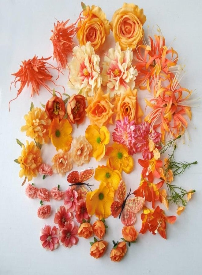 DODXIAOBEUL 50 Pcs Artificial Orange Flowers for Cake Decoration,Silk Flowers for Crafts,Small Artificial Flowers for Home Wedding Party Wreath Hairpin Scrapbooking Craft Accessories (Orange) - Image 4