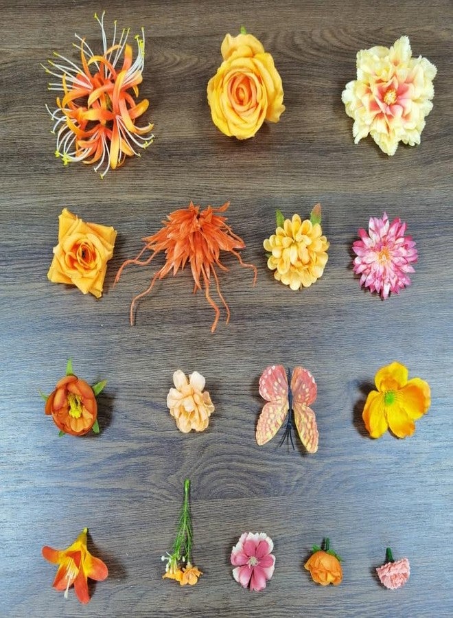 DODXIAOBEUL 50 Pcs Artificial Orange Flowers for Cake Decoration,Silk Flowers for Crafts,Small Artificial Flowers for Home Wedding Party Wreath Hairpin Scrapbooking Craft Accessories (Orange) - Image 5