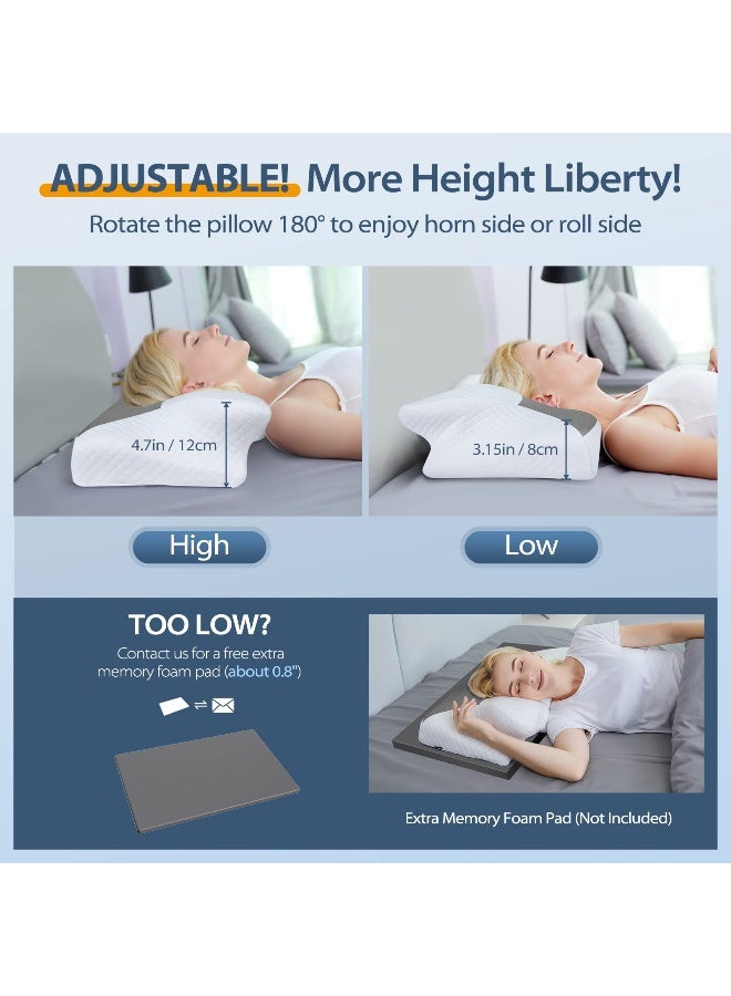 HOMCA Cervical Pillow Memory Foam Pillows - Contour Memory Foam Pillow for Neck Pain Relief, Orthopedic Neck Bed Pillow for Side Sleepers Back and Stomach - Image 3