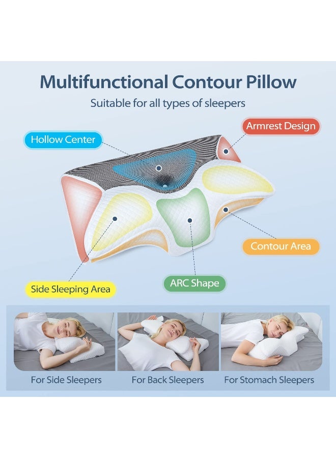 HOMCA Cervical Pillow Memory Foam Pillows - Contour Memory Foam Pillow for Neck Pain Relief, Orthopedic Neck Bed Pillow for Side Sleepers Back and Stomach - Image 2