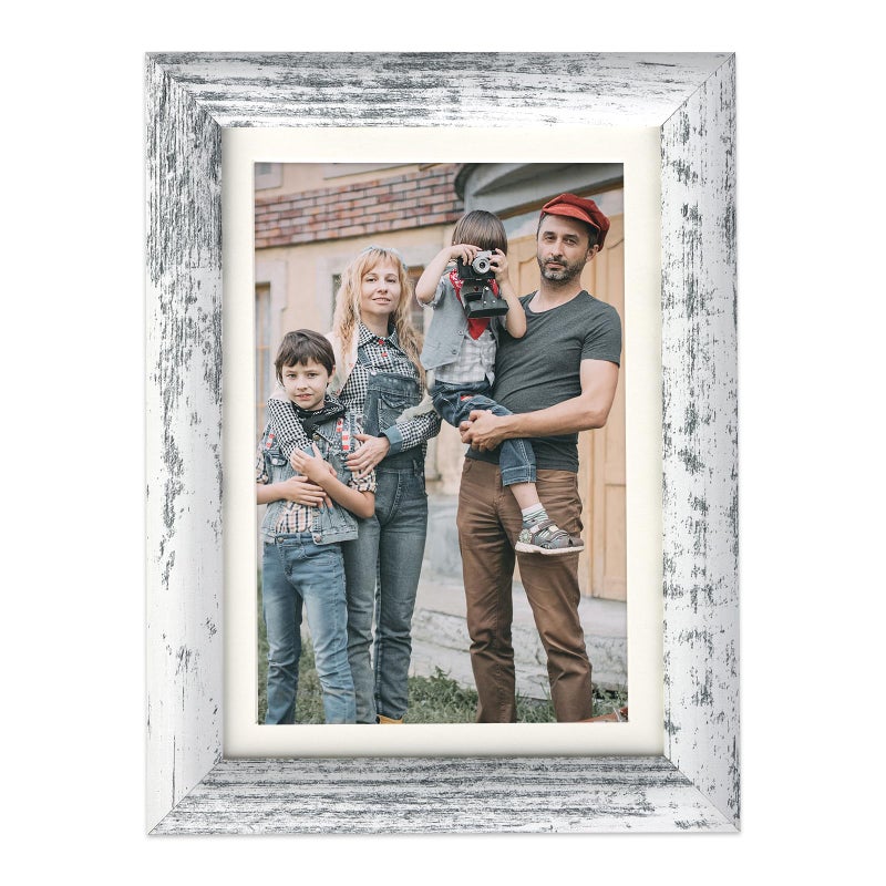 AEVETE Picture Frame 5x7 White Wash Photo Frames Rustic for Wall and Desk Decor - Image 1