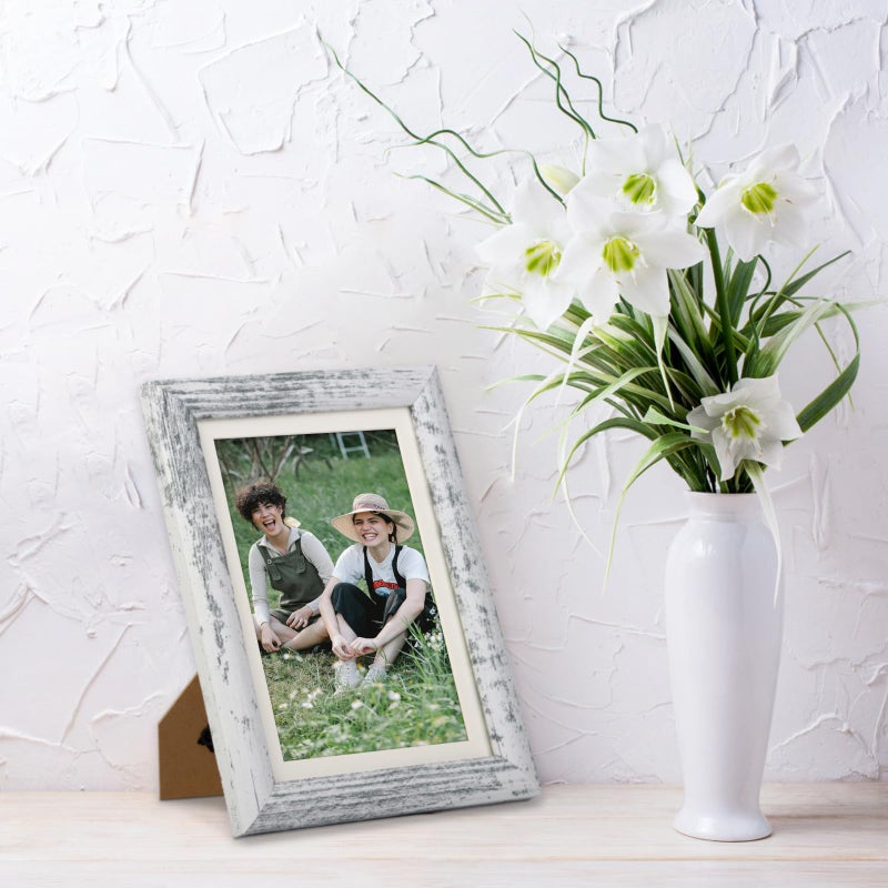 AEVETE Picture Frame 5x7 White Wash Photo Frames Rustic for Wall and Desk Decor - Image 5