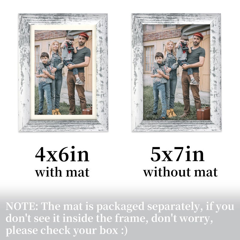 AEVETE Picture Frame 5x7 White Wash Photo Frames Rustic for Wall and Desk Decor - Image 3