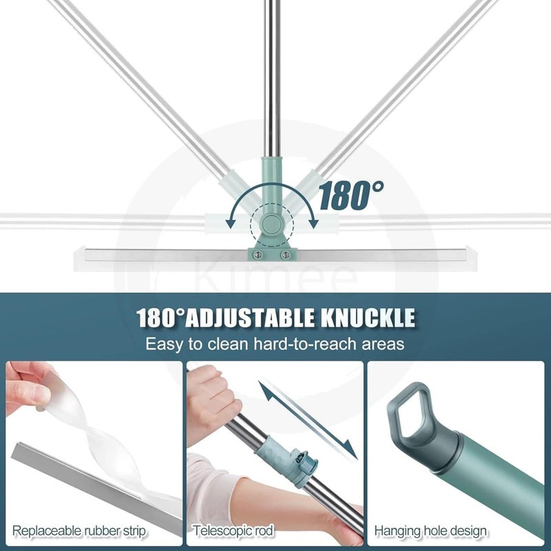 Noridy 50 inch Multifunctional Magic Broom Floor Squeegee with Long Handle Adjustable and Silicone Strips, Floor Washer with 180 Degree Rotating Squeegee Broom for Cleaning (Wiper) - Image 1