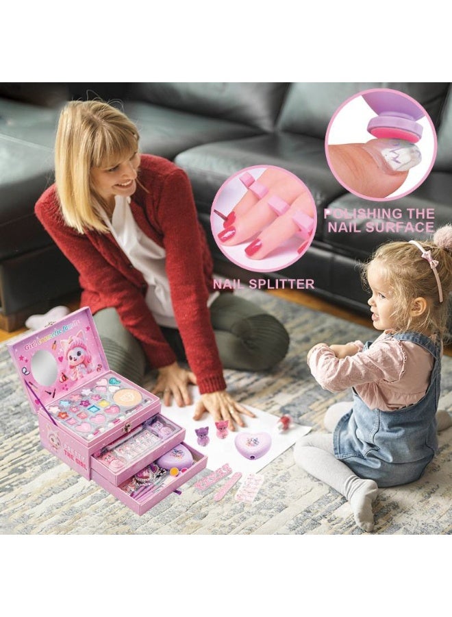 JAKTK Kids Makeup Kit, Washable Makeup Set Toys for Girls with Portable Makeup Box Including Lipstick, Eye Shadows and So On, Girls Toys for Girls Aged 3+ Year Old - Image 4