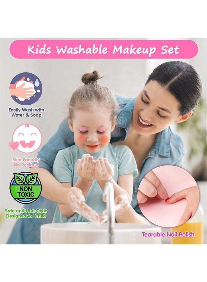 JAKTK Kids Makeup Kit, Washable Makeup Set Toys for Girls with Portable Makeup Box Including Lipstick, Eye Shadows and So On, Girls Toys for Girls Aged 3+ Year Old - Image 5