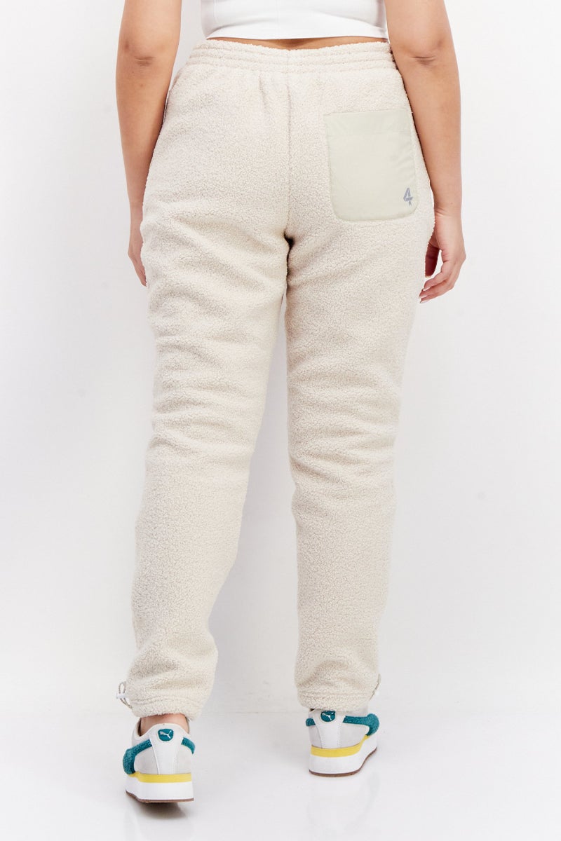 Fourlaps بنطال نسائي بقصة عادية، منقوش، بيج - Image 4