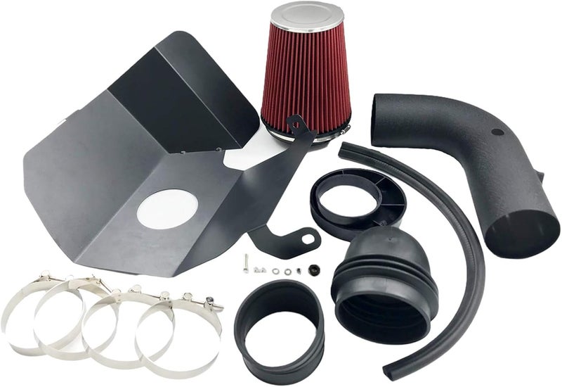 MOOSUN 4 Inch Intake Pipe Perfit Formance Cold Air Intake Induction Kit with Filter 2003 2004 2005 2006 2007 Fit for Dodge Ram 2500 3500 5.9L L6 Turbo Diesel (Black Tube & Red Filter) - Image 3