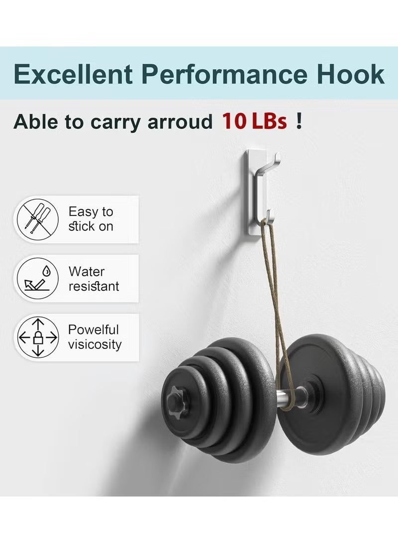 4 Pack Self Adhesive wall Hooks, Heavy Duty Stainless Steel Hooks, Easy to Install, Bathroom Kitchen Organizer Hooks for hanging Towel, Clothes, No Drilling Needed - Image 2