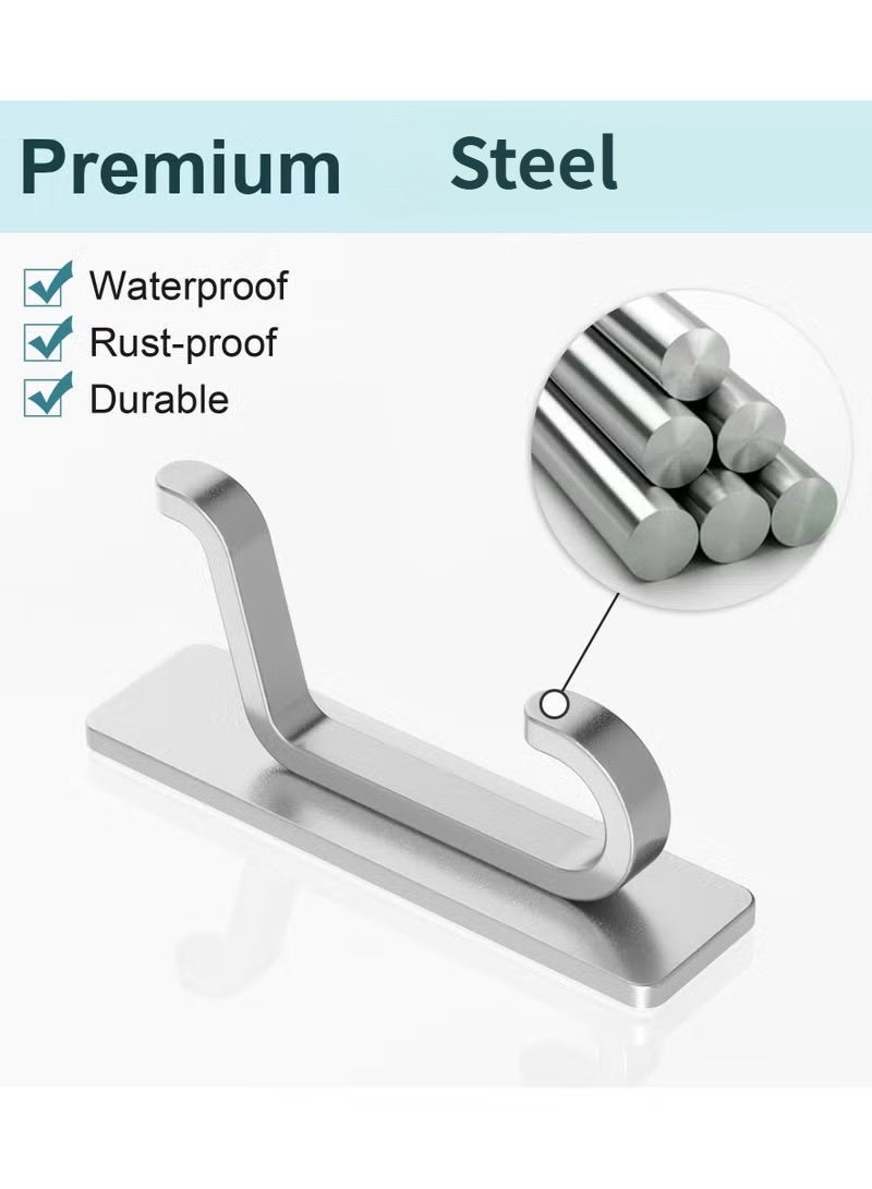 4 Pack Self Adhesive wall Hooks, Heavy Duty Stainless Steel Hooks, Easy to Install, Bathroom Kitchen Organizer Hooks for hanging Towel, Clothes, No Drilling Needed - Image 3