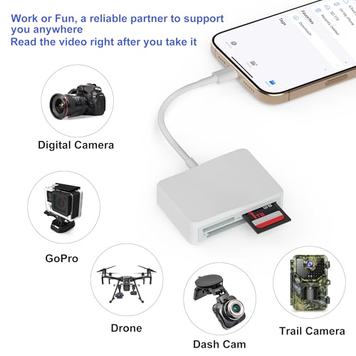 RRSITIAU SD Card Reader, 4 in 1 USB C to SD/TF/CF/MS Card Reader with USB to USB C Adapter Memroy Card Reader for iPhone 17/16/15 Pro Max iPad Pro MacBook Pro/Air iMac M4/M3/M2 Android Phone/Tablet PC (White) - Image 5