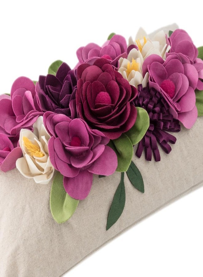 OiseauVoler Decorative 3D Flower Throw Pillow Covers Accent Floral Pillowcases for Couch Bed Home Living Room Farmhouse Decor 12x20 Inch Magenta - Image 3