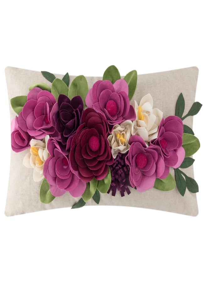 OiseauVoler Decorative 3D Flower Throw Pillow Covers Accent Floral Pillowcases for Couch Bed Home Living Room Farmhouse Decor 12x20 Inch Magenta - Image 1