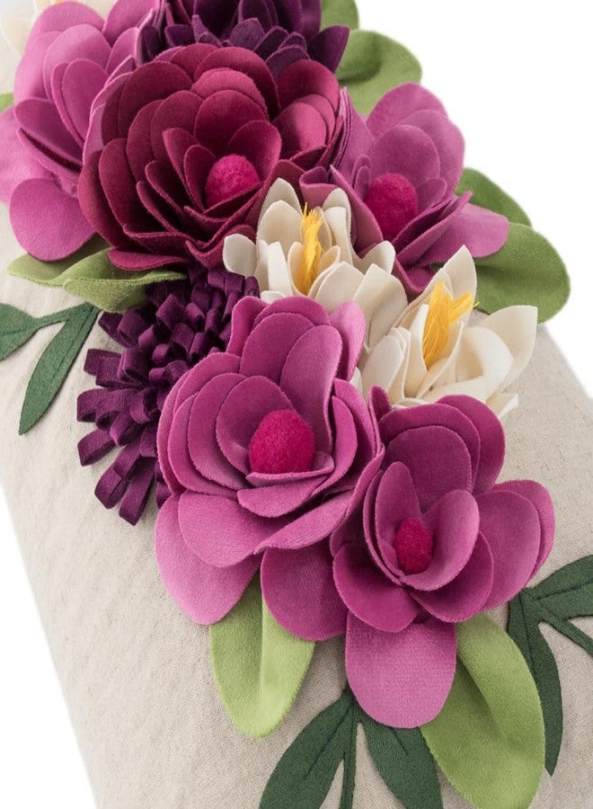 OiseauVoler Decorative 3D Flower Throw Pillow Covers Accent Floral Pillowcases for Couch Bed Home Living Room Farmhouse Decor 12x20 Inch Magenta - Image 4