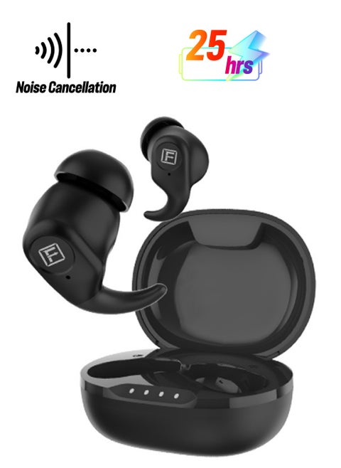 StudX Wireless Earbuds with Active Noise Cancellation (ANC) - 25 Hours Playtime with Bluetooth 5.4 - HiFi Stereo Sound Airpods - Gaming Bluetooth Earphones with Ultra-Low Latency - Deep Bass, IPX4 Water Resistant - For Exercise, Gym - Compatible with iPhone & Android (Black)