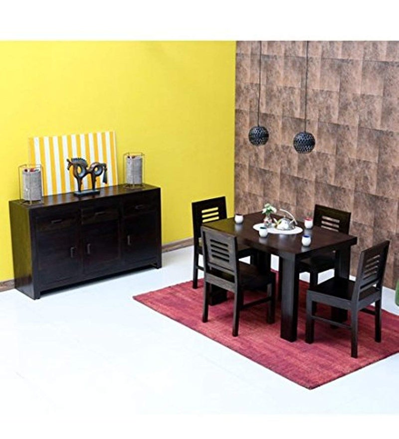 OGNIJA Sheesham Wood 4 Seater Dining Table Set Dining Table with 4 Chairs Dinner Table Set for Dining Room HomeHotel and Office Walnut - Image 2