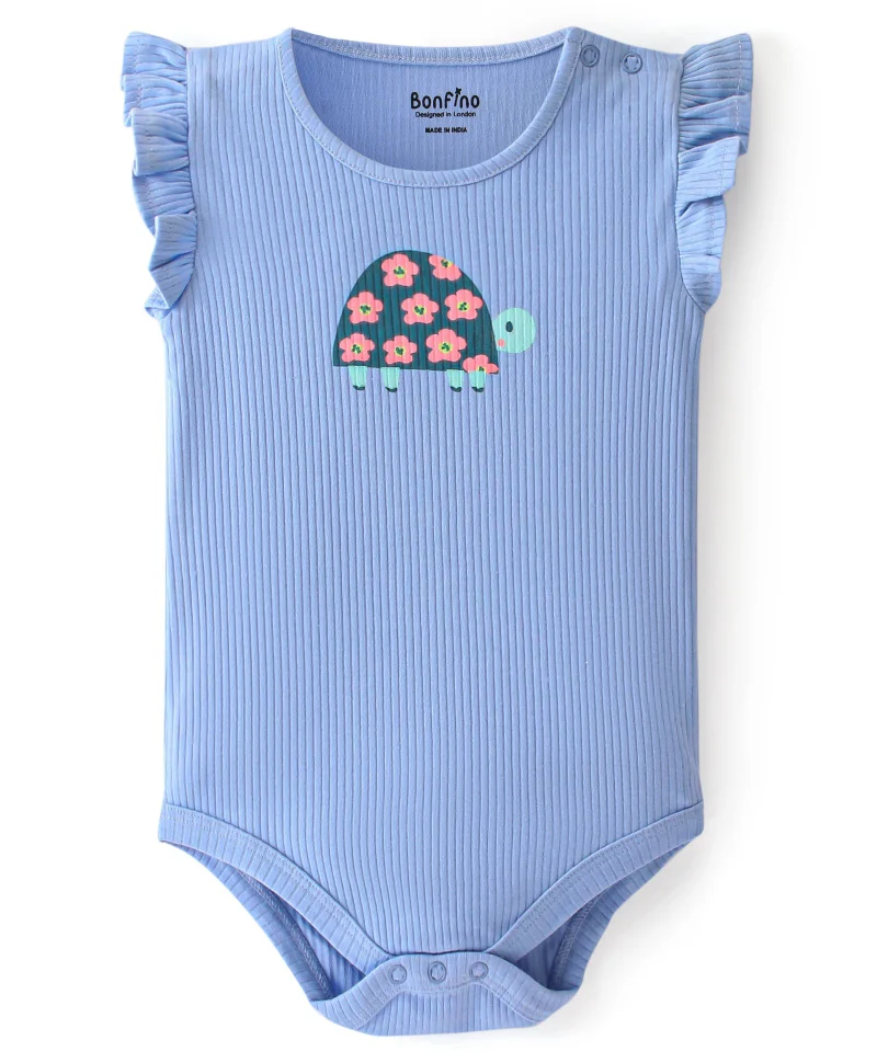 Bonfino Bonfino 100% Cotton Knit Sleeveless Onesies with Bunny Print Pack of 3 - Pink, Yellow & Blue