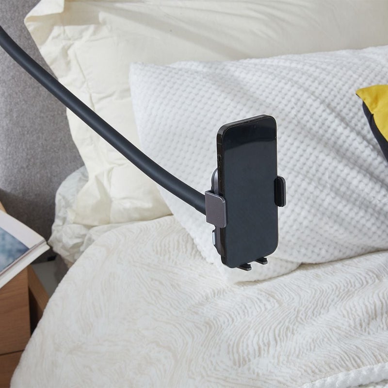 DANUBE HOME Float 180X200 Floating Bed With Mobile Holder & Wireless Charger | Modern Design Wooden King Bed Frame Furniture | Comfortable Bed (Mattress Not Included) - Natural Oak & Grey - Image 4